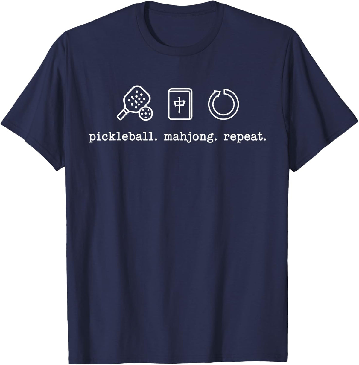 Pickleball Mahjong Repeat Funny Pickleball Mahjong Lover T-Shirt - Navy Blue