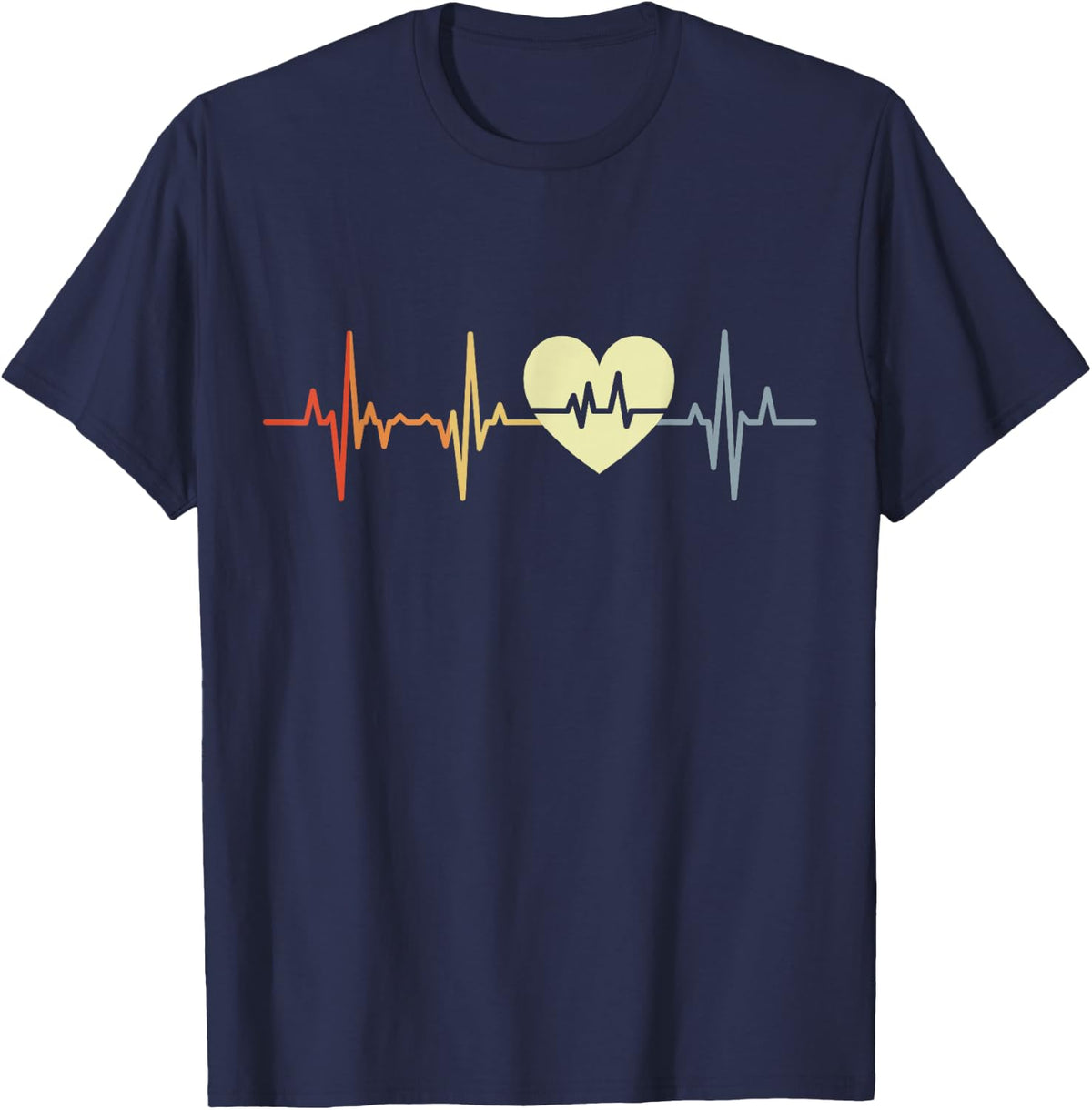 Nurse Heartbeat Health System Medical Staff ECG T-Shirt - Navy Blue