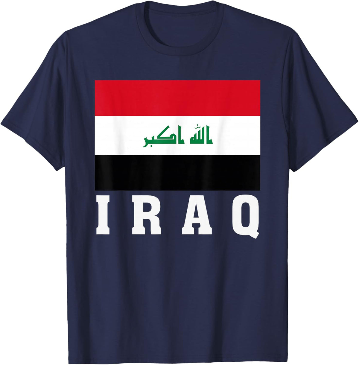 Iraq Flag Patriotic National Roots Souvenir T-Shirt - Navy Blue