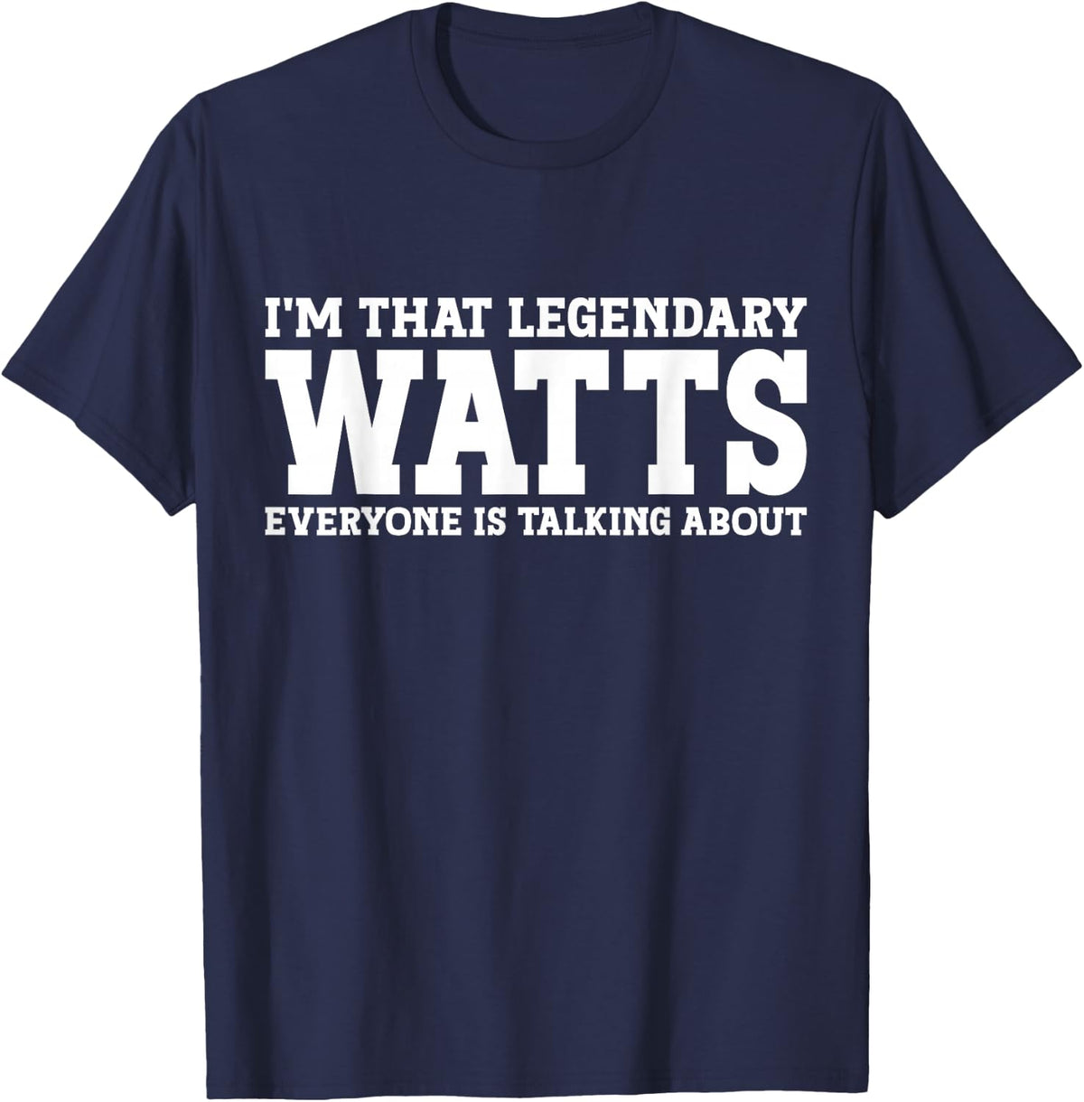Watts Surname Funny Team Family Last Name Watts T-Shirt - Navy Blue
