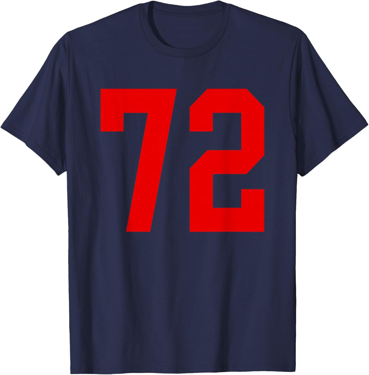 Bright Red Number 72 Jersey Player Uniform #72 T-Shirt - Navy Blue