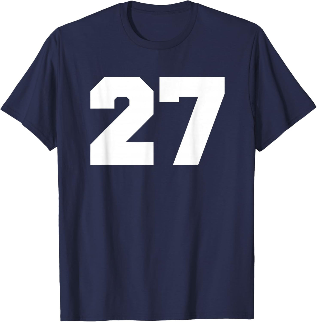 Number 27 Sports Jersey Player #27 Fan FRONT Print Varsity T-Shirt - Navy Blue