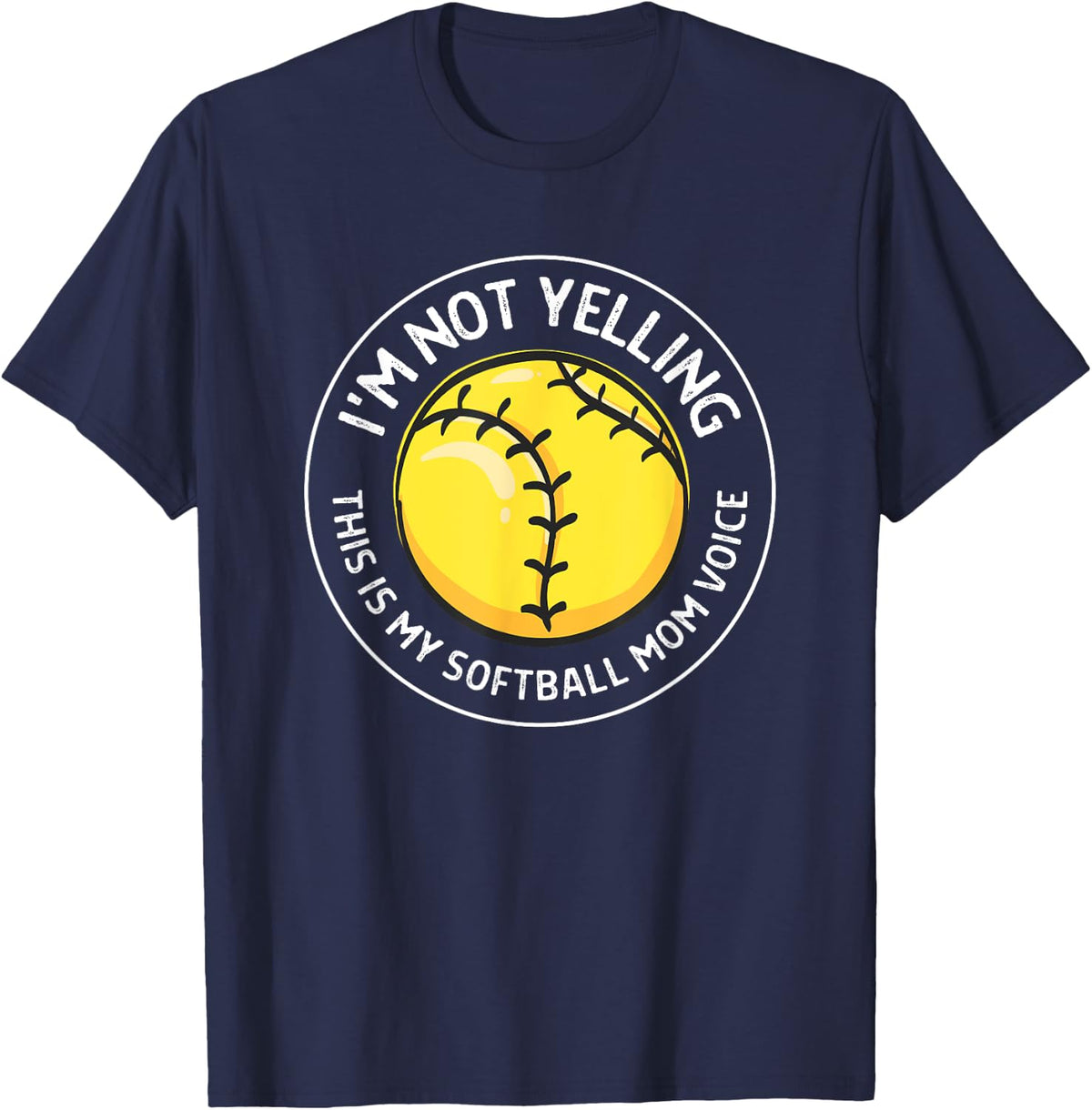 Women's Softball Mom Voice - Funny Softball Mama T-Shirt - Navy Blue