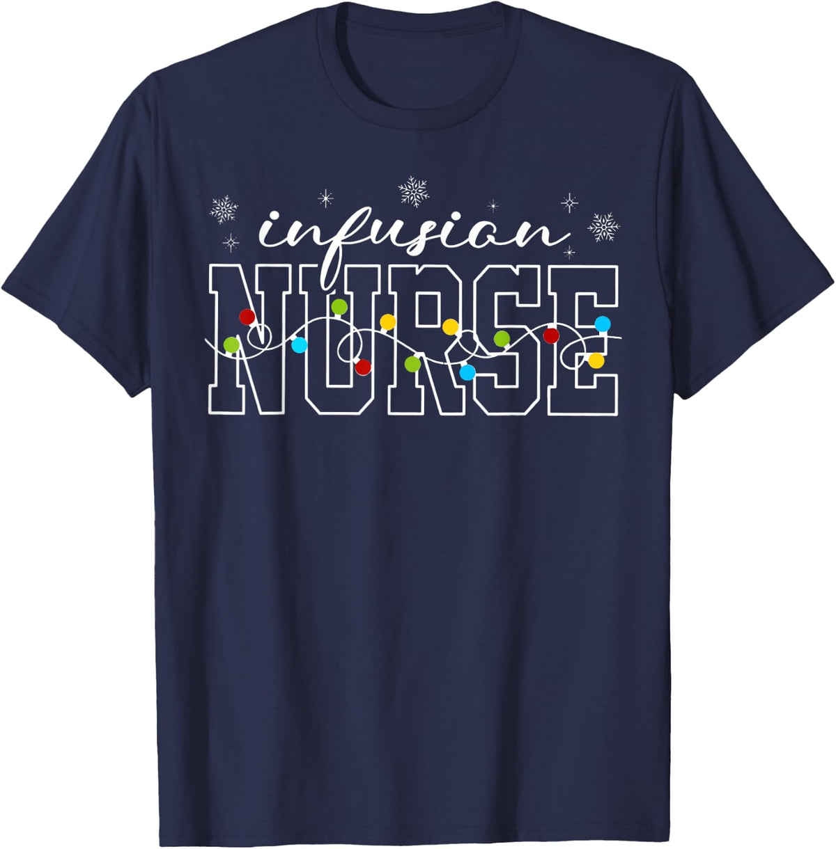 Christmas Infusion Nurse Holiday IV Therapy Oncology Nursing T-Shirt - Navy Blue