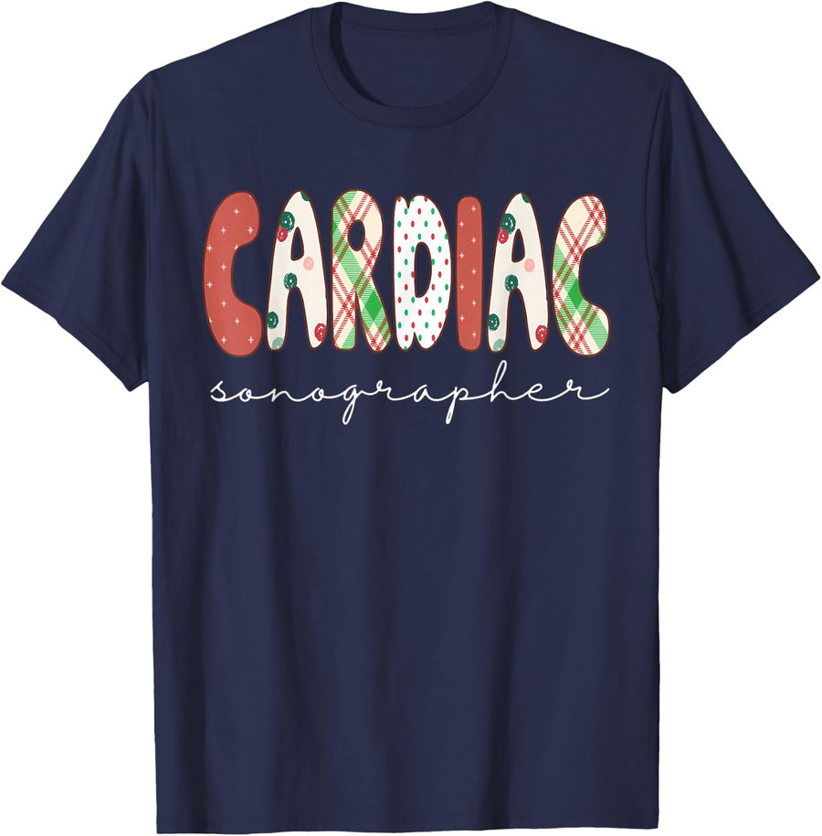 Christmas Cardiac Sonographer Ultra Tech Echocardiographer T-Shirt - Navy Blue