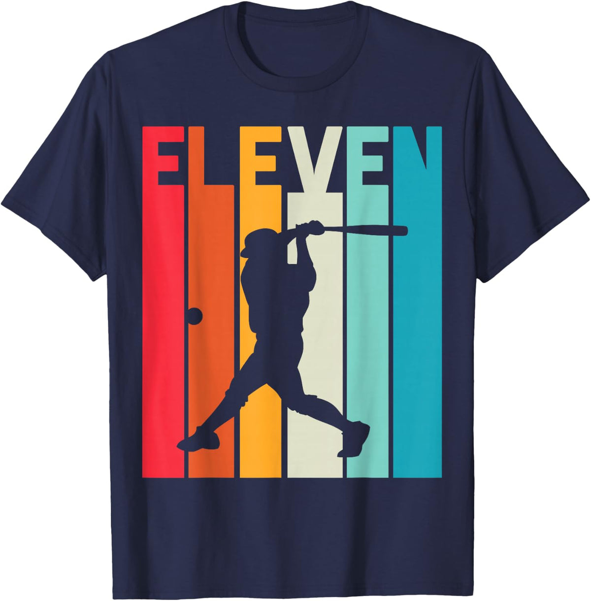 11th Birthday Retro Baseball 11 Years Old Boy Girl T-Shirt - Navy Blue