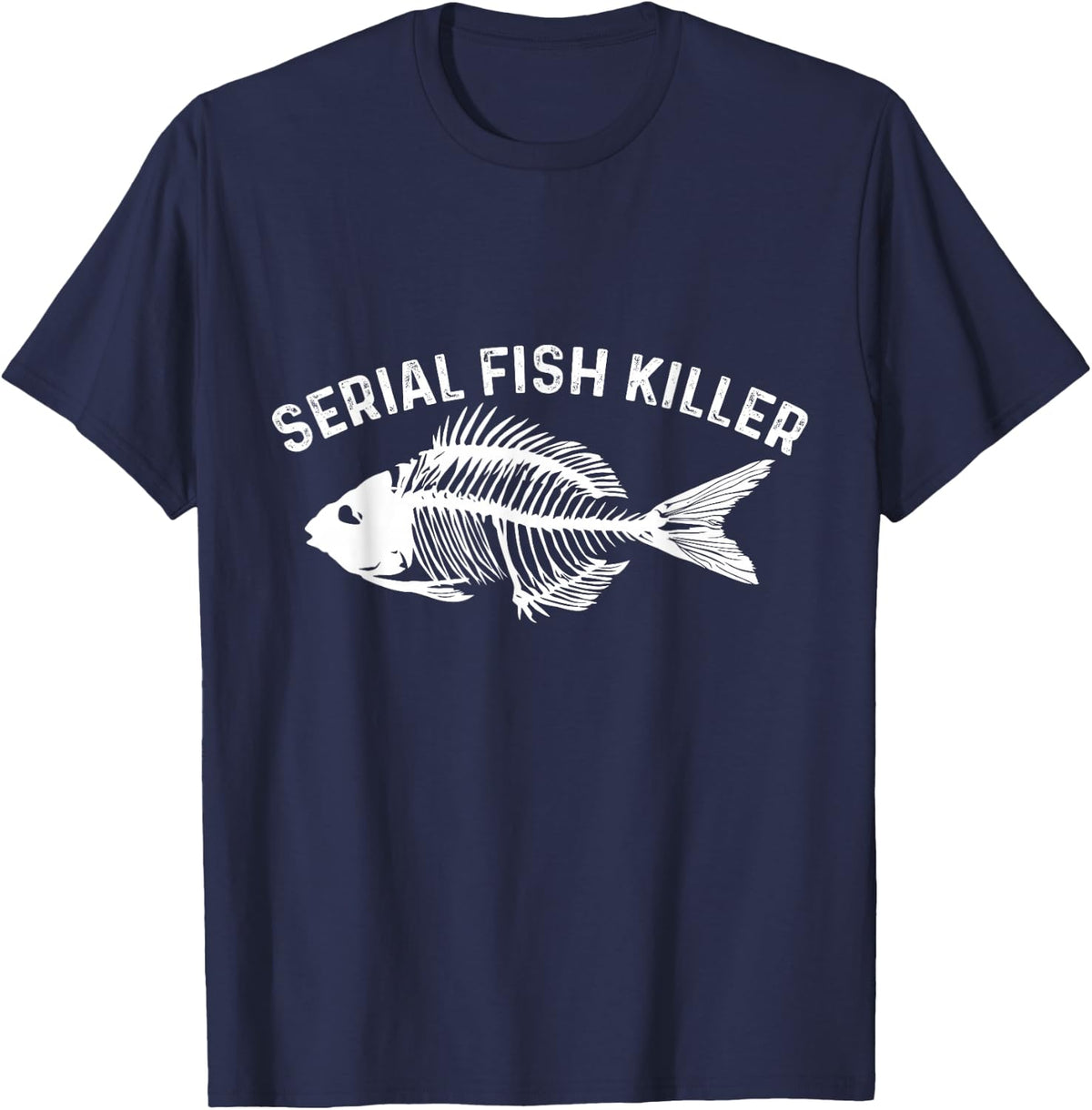 Serial Fish Killer Ice Fisher Ice Fishing Fish Rod Carp T-Shirt - Navy Blue
