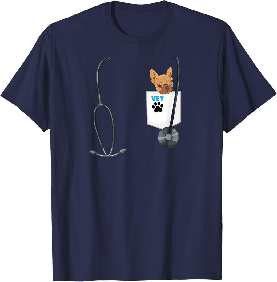 Veterinarian Costume School Career Day Outfit Future Vet T-Shirt - Navy Blue
