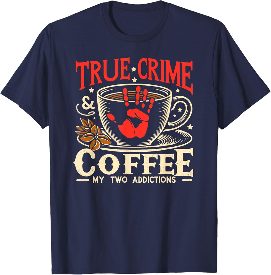 True Crime And Coffee T-Shirt - Navy Blue