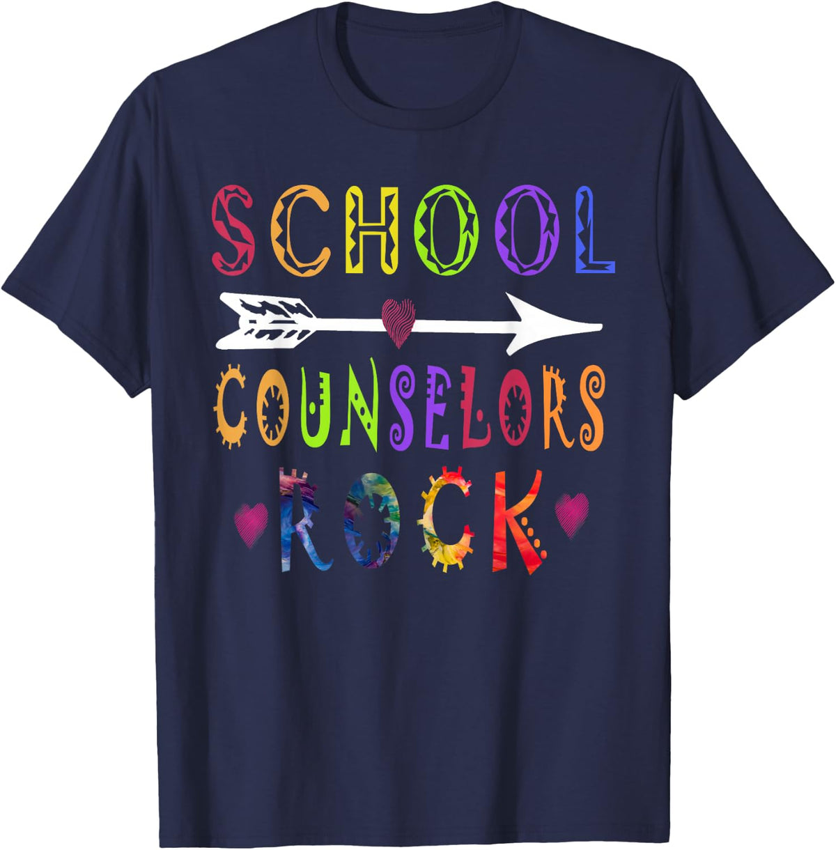 School Counselors Rock Awesome Motivation Back To School T-Shirt - Navy Blue