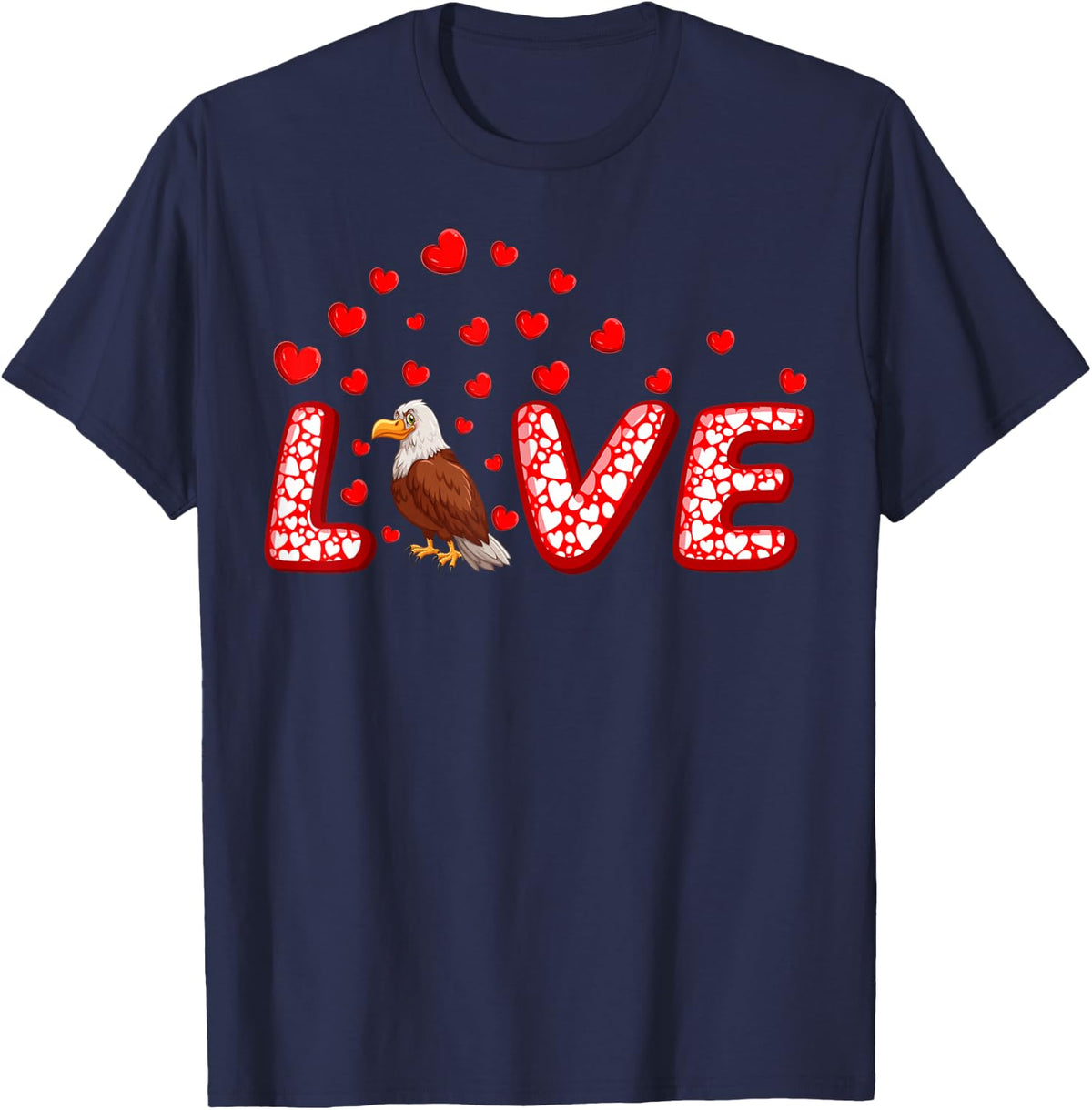 Eagle Bird Lover Funny Hearts Love Eagle Valentine's Day T-Shirt - Navy Blue