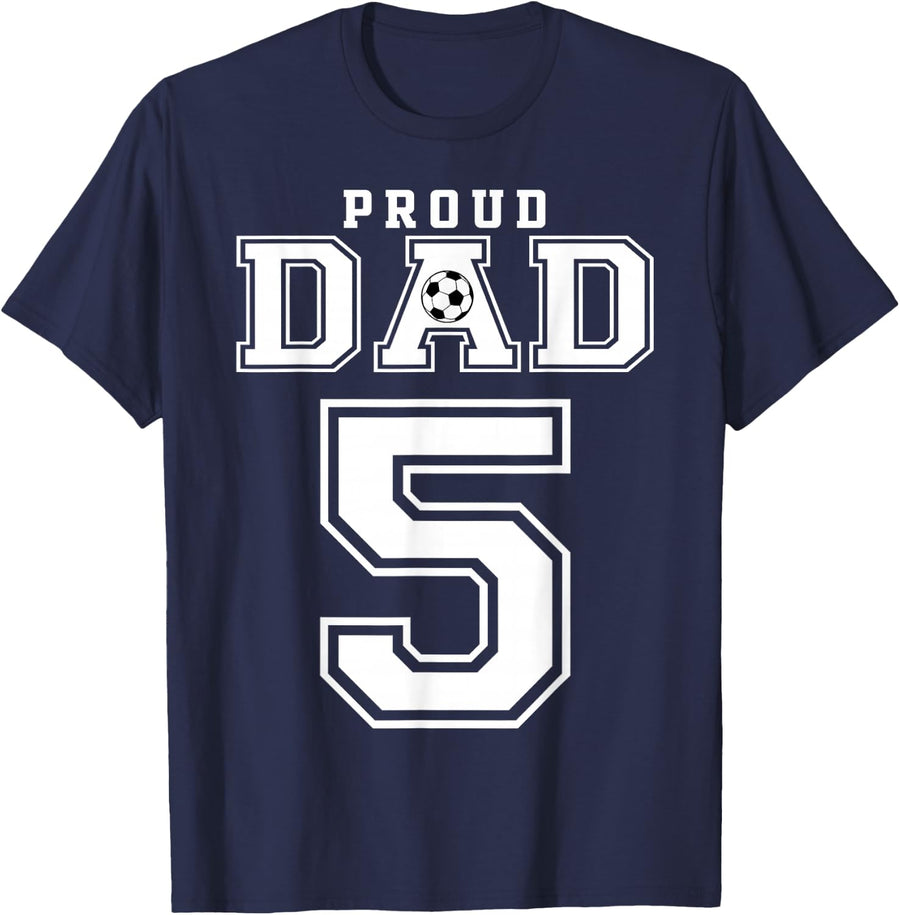 Number 5 Custom Proud Soccer Futbol Dad Personalized Men T-Shirt - Navy Blue