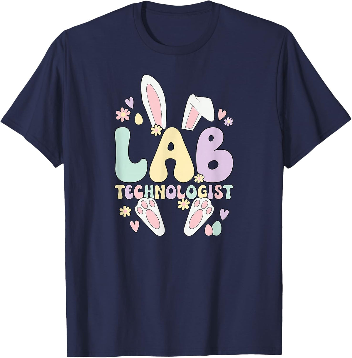 Lab Technologist Easter Bunny Laboratory Tech Easter Day T-Shirt - Navy Blue
