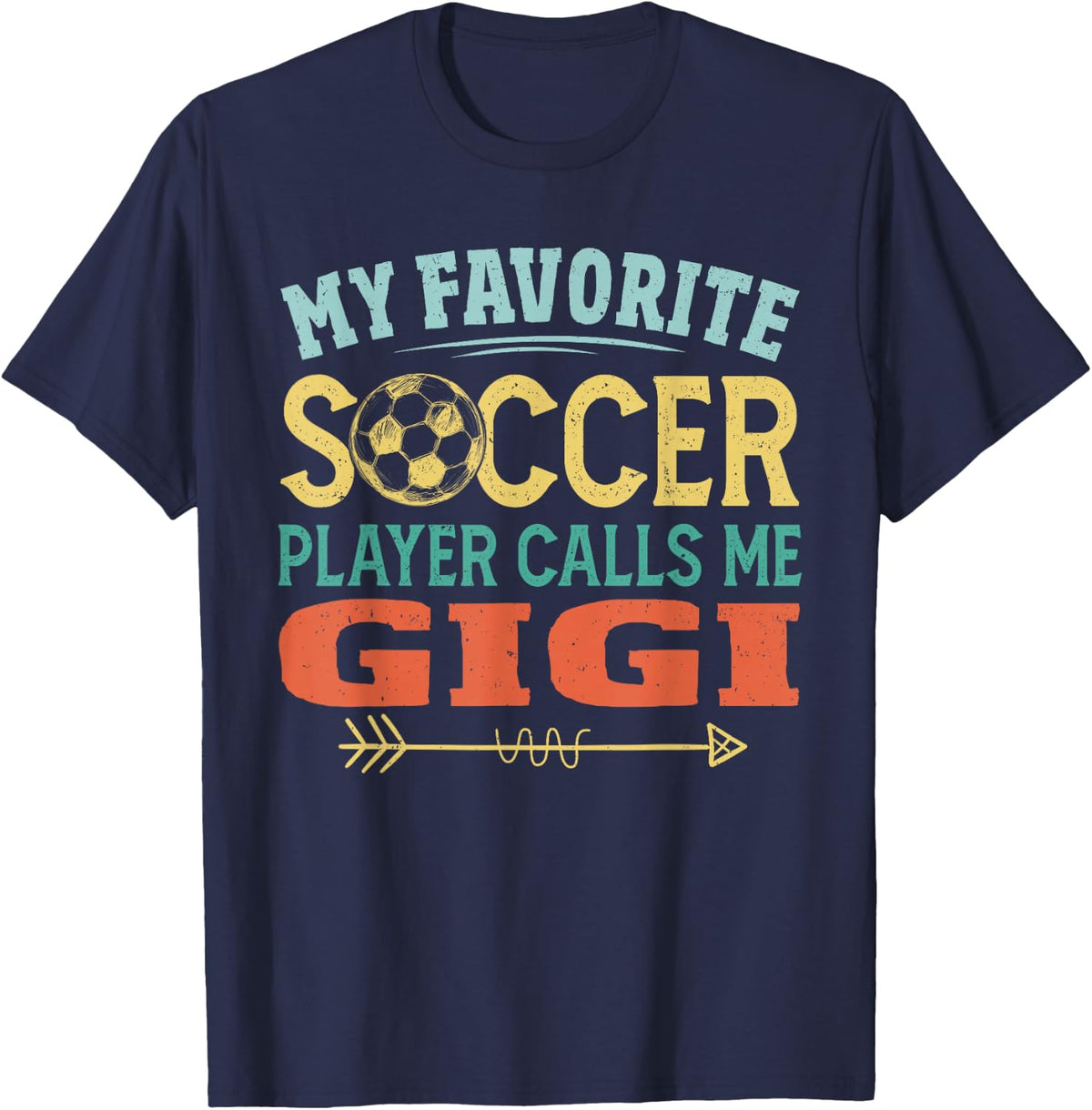 Retro Vintage My Favorite Soccer Player Calls Me Gigi T-Shirt - Navy Blue