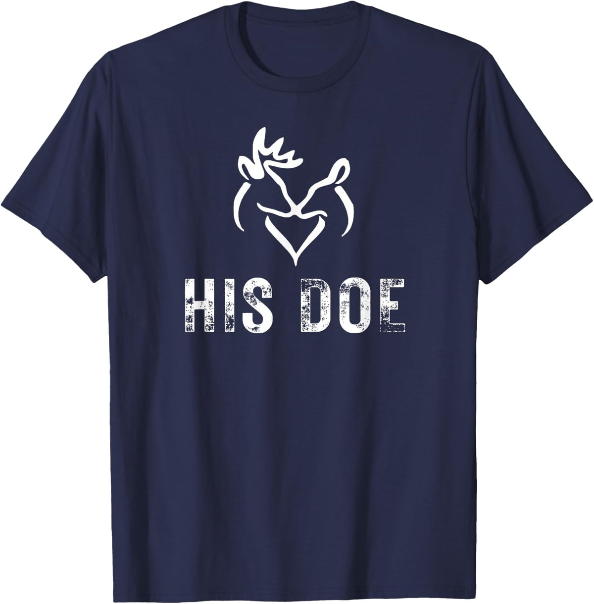 His Doe Matching Hunting Couples Valentines Day For Her Gf T-Shirt - Navy Blue