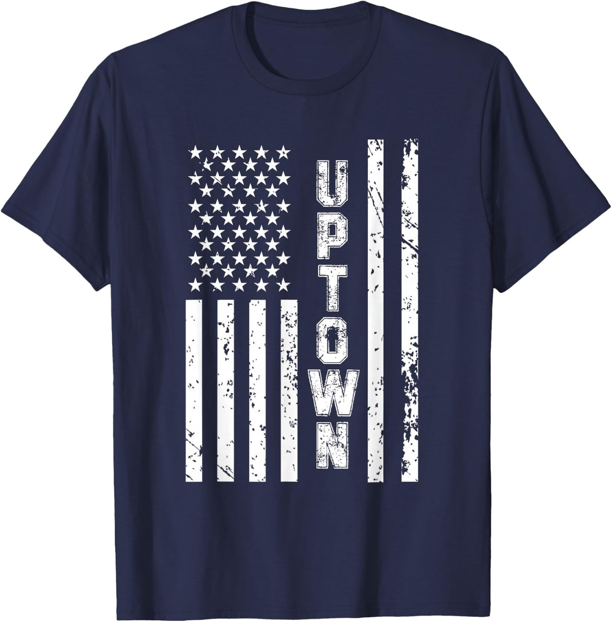 Uptown United States Distressed US Flag T-Shirt - Navy Blue