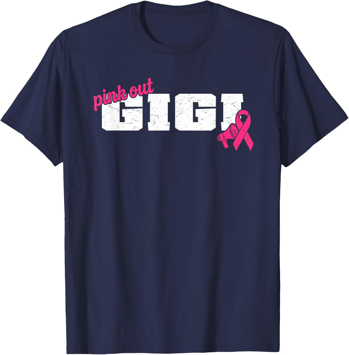 Cheer Gigi Pink Out Breast Cancer Awareness Competition Day T-Shirt - Navy Blue