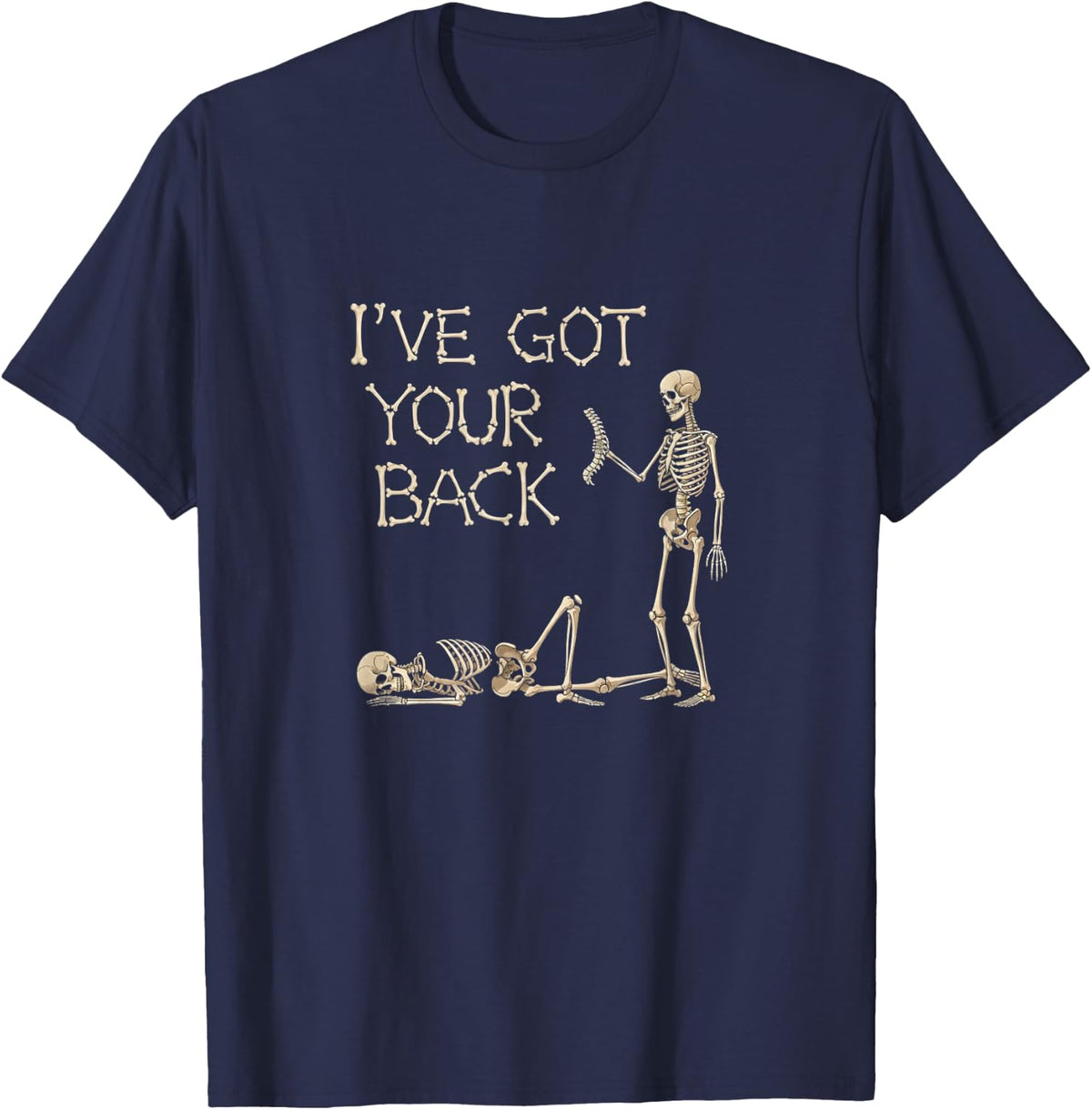 I've got Your Back Funny Halloween Skeleton Mens Womens Kids T-Shirt - Navy Blue