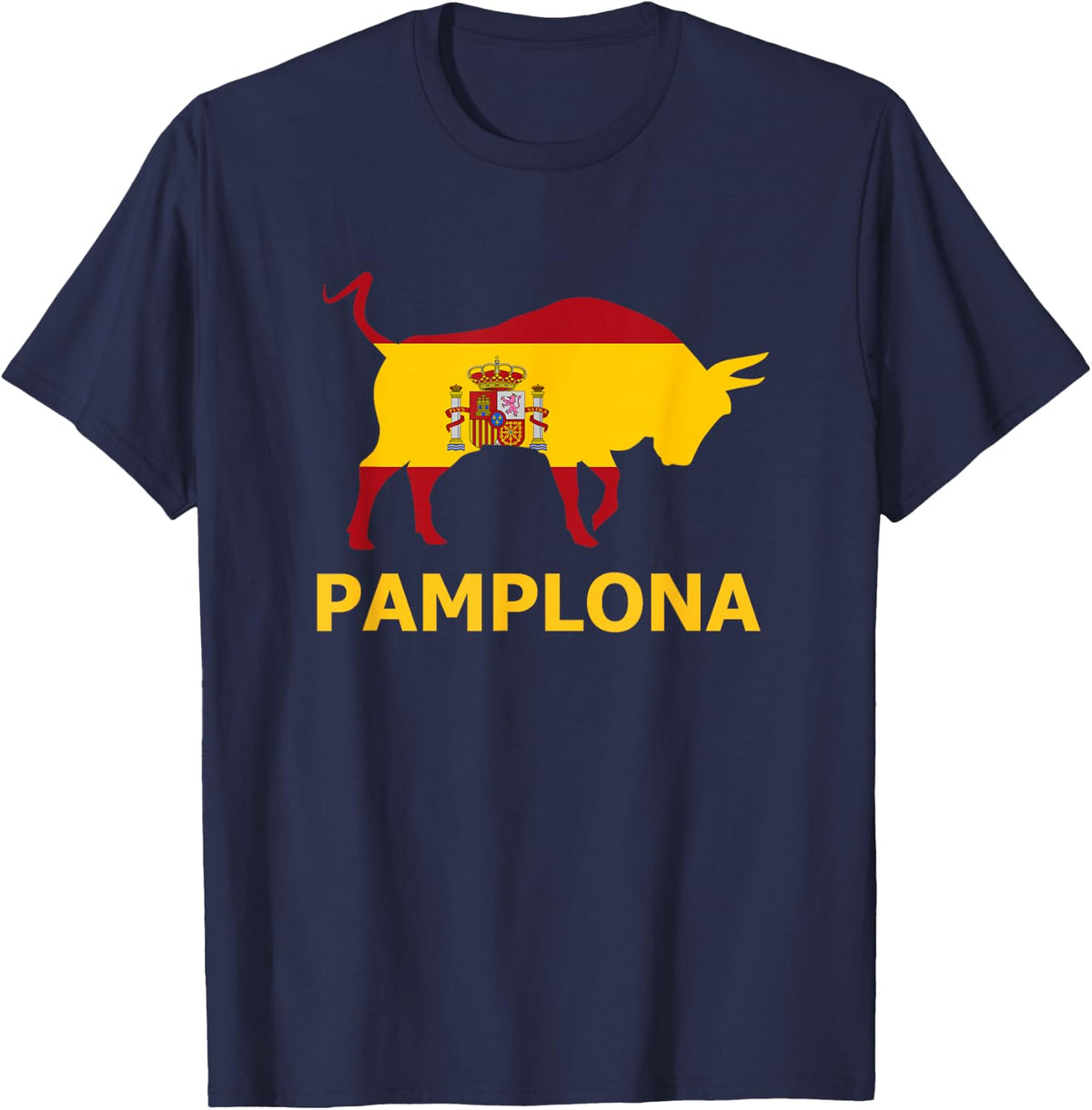 Pamplona Spain Spanish Bullfighting Running with the Bulls T-Shirt - Navy Blue