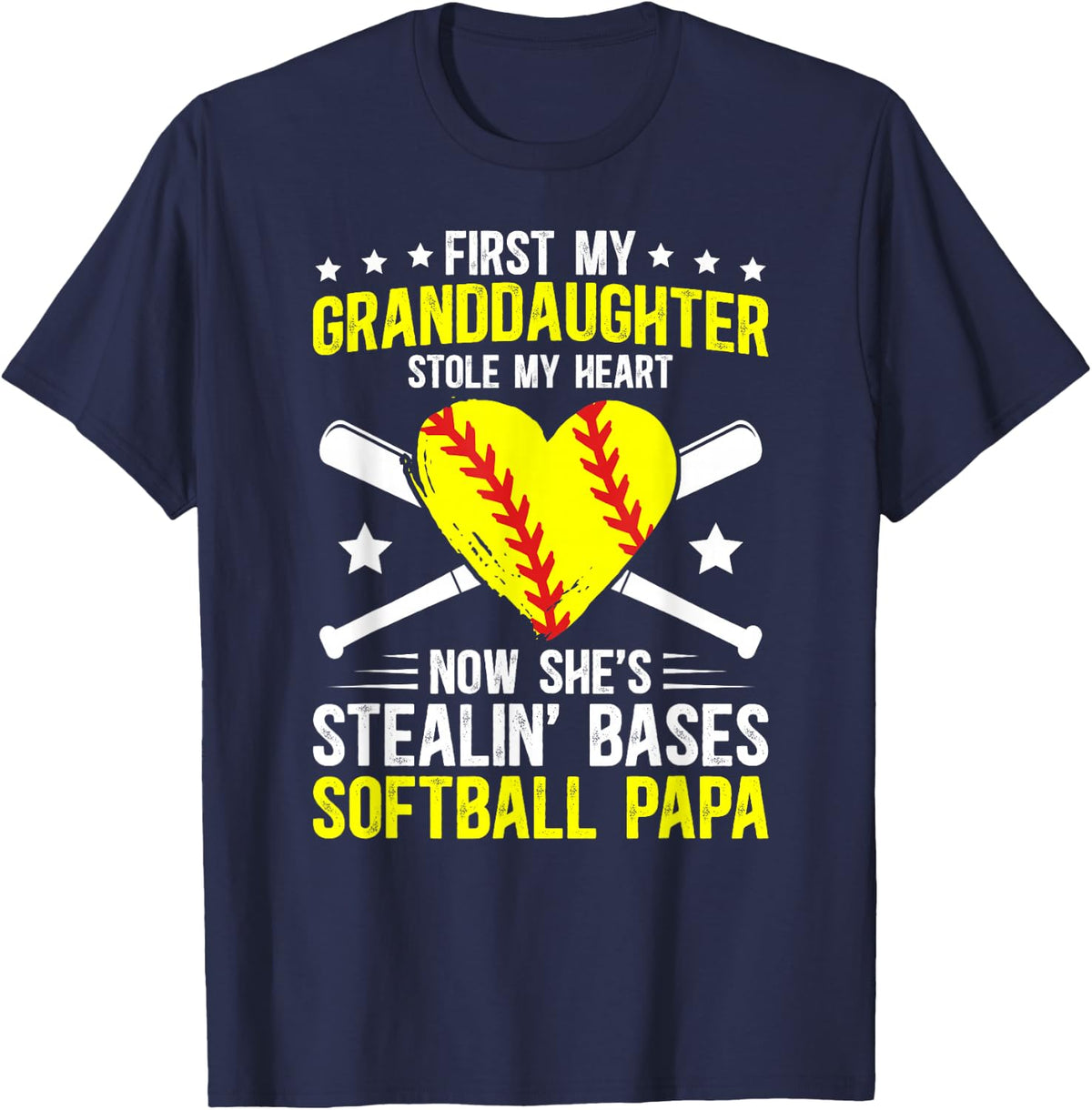 Softball Papa Proud Papa Of A Softball Player Papa T-Shirt - Navy Blue
