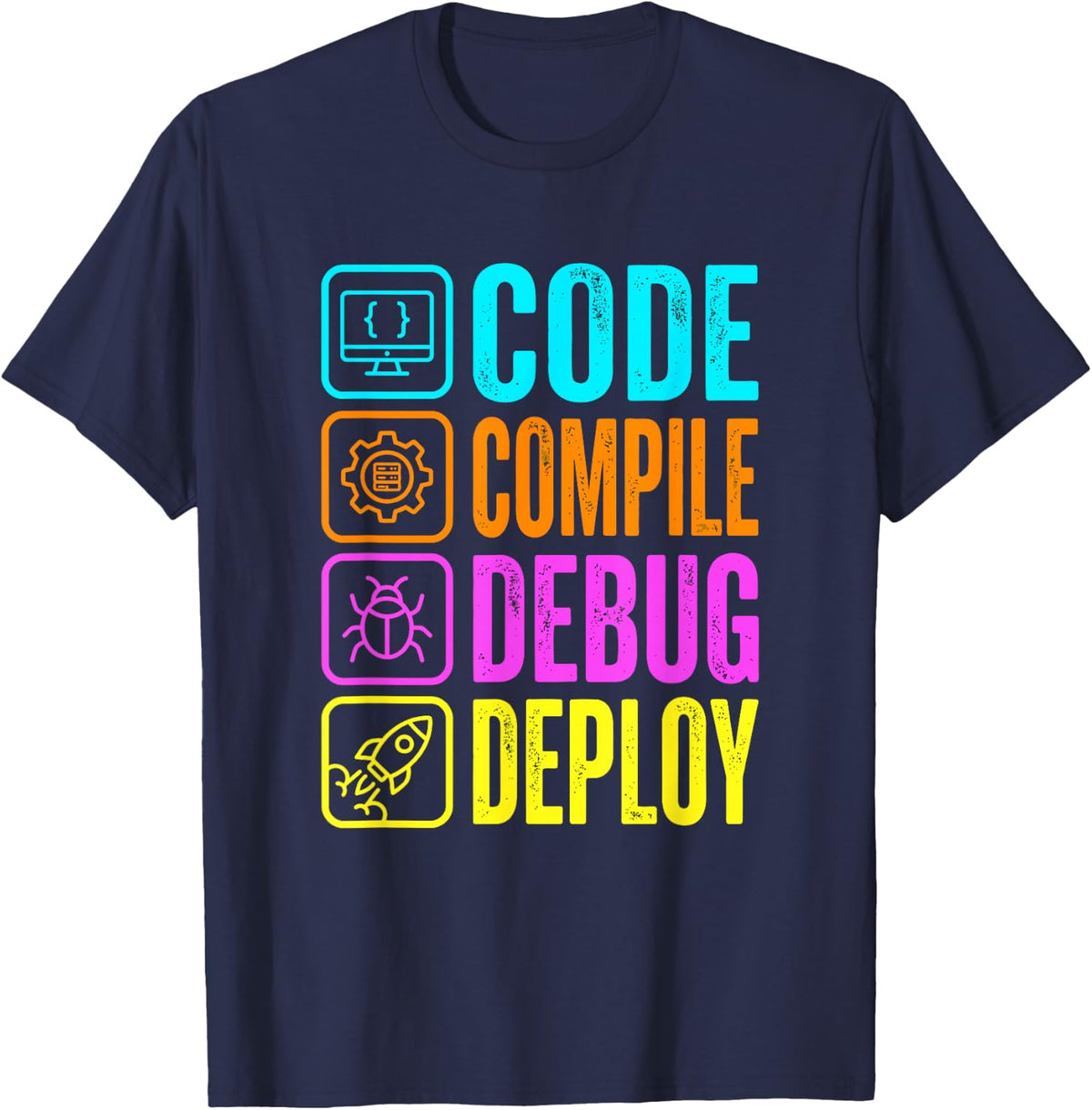 Software Developer Code Compile Debug Programmer Coding T-Shirt - Navy Blue