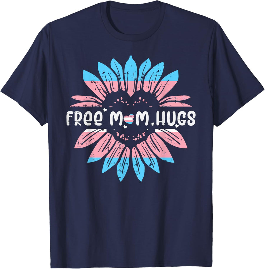 Transgender Free Mom Hugs Trans Pride Transsexual Lgbtq Mama T-Shirt - Navy Blue