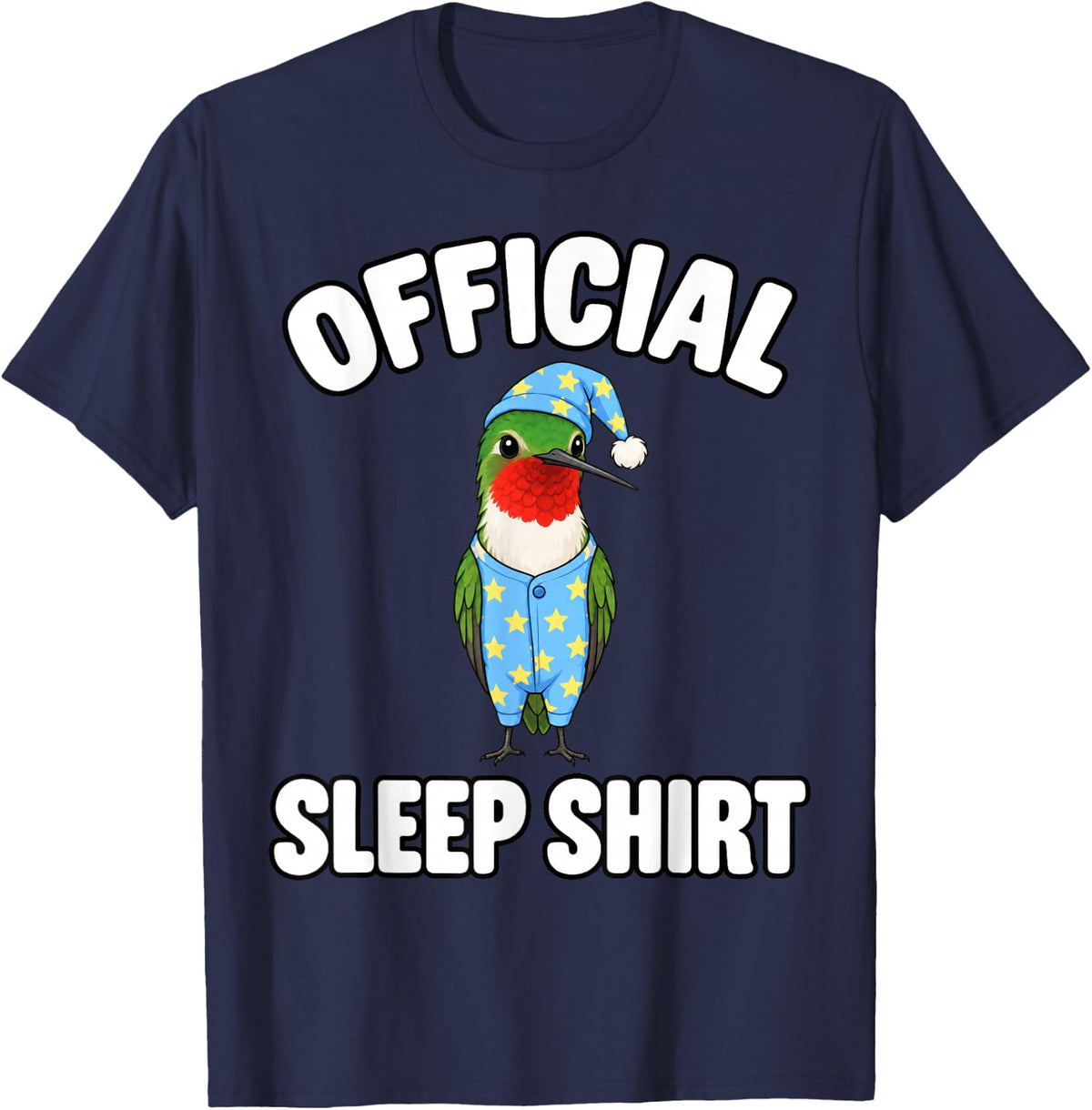 Hummingbird Sleeping Pajamas Official Sleepshirt Cute Bird T-Shirt - Navy Blue