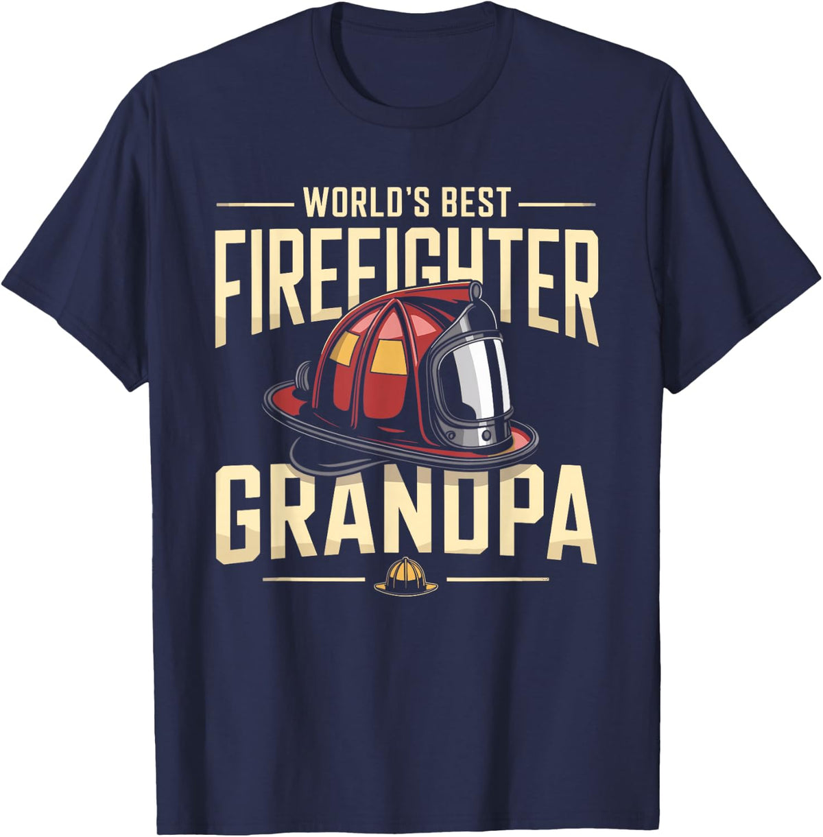 World's Best Firefighter Grandpa Fireman T-Shirt - Navy Blue