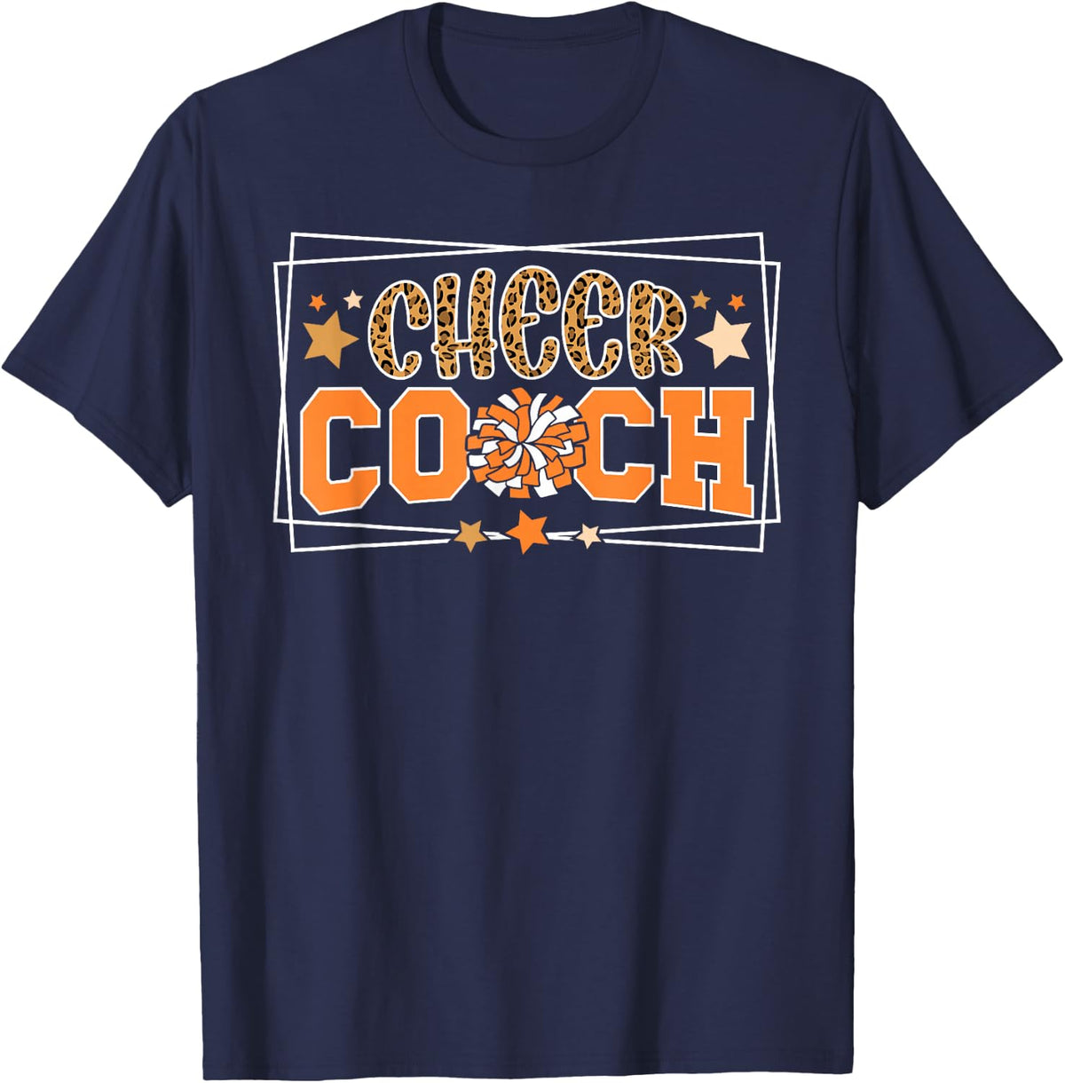 Cheer Coach Leopard Cheerleading Coach Cheerleader Coach T-Shirt - Navy Blue