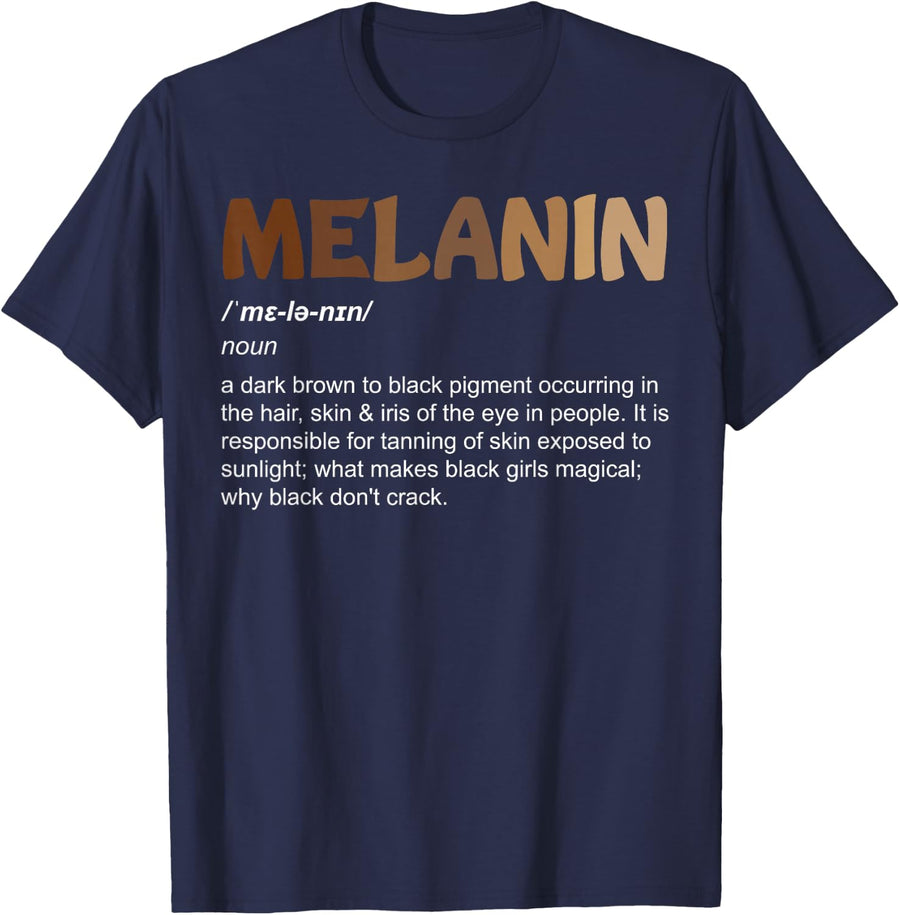 Melanin Defined Melanin Definition African American Pride T-Shirt - Navy Blue
