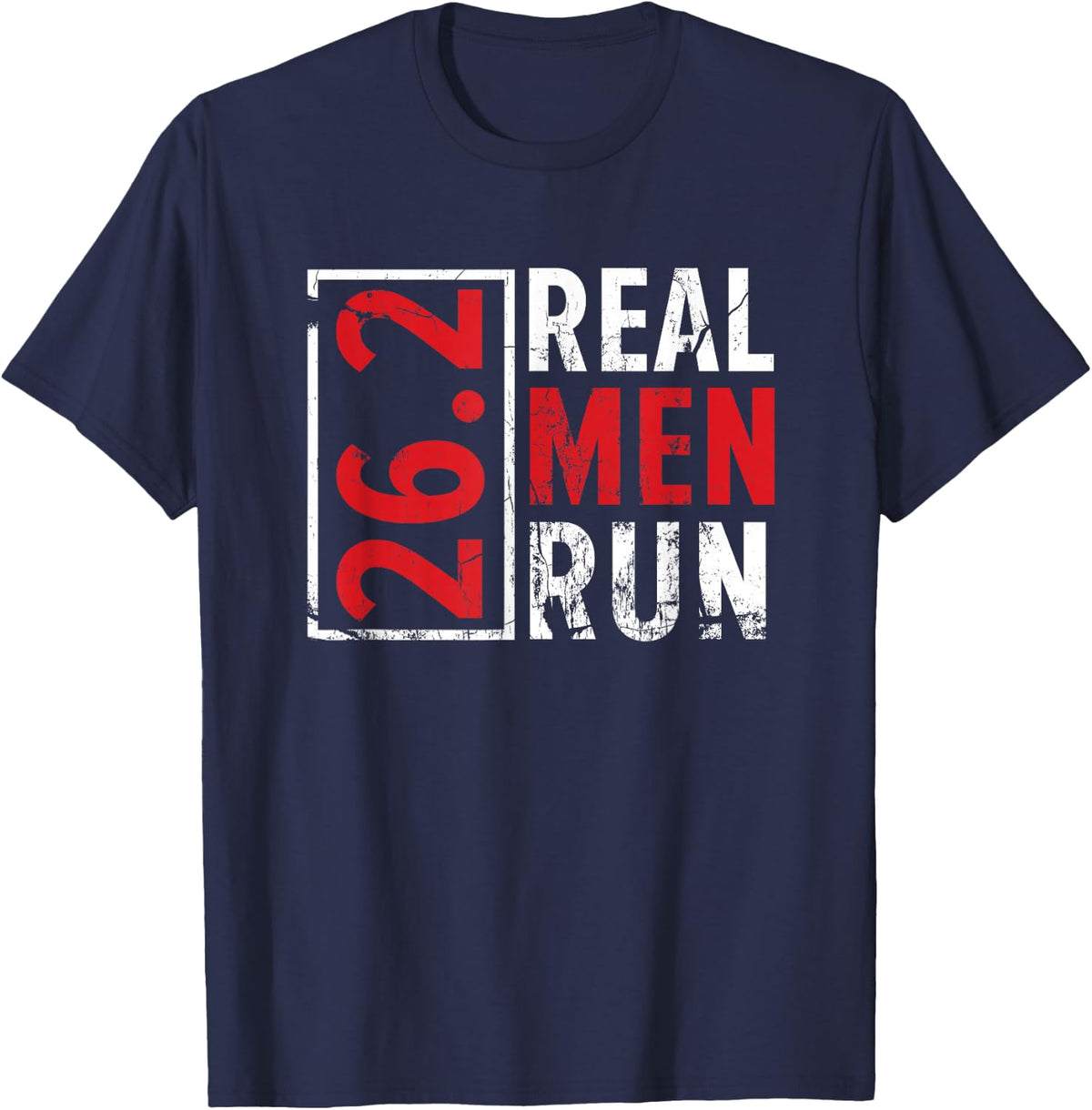 Real Men Run Marathon 26,2 Runner Running Sprinting Jogging T-Shirt - Navy Blue