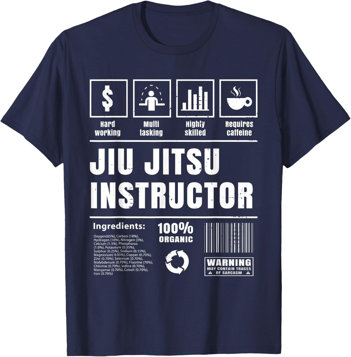 Jiu Jitsu Instructor Coach Sensei Funny Brazilian BJJ Gift T-Shirt - Navy Blue