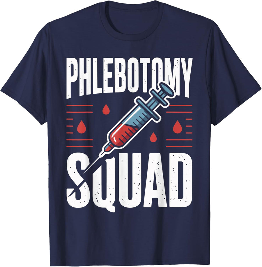 Phlebotomy Squad Phlebotomist T-Shirt - Navy Blue