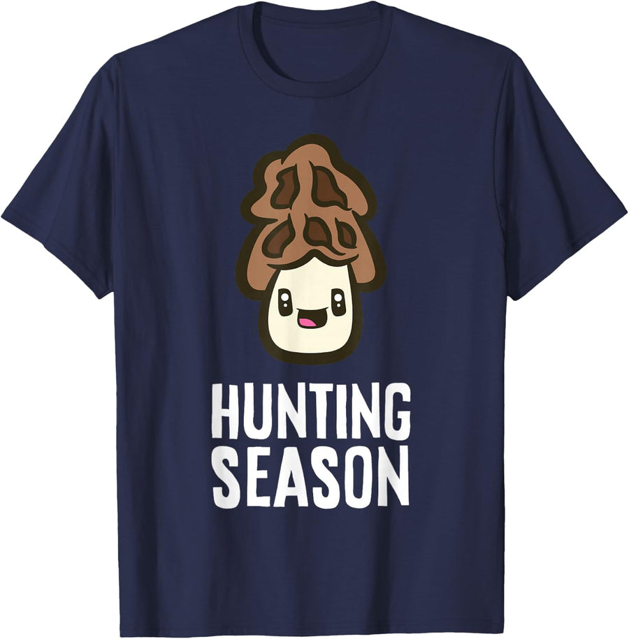 Hunting Season Foraging Mushroom Hunting T-Shirt - Navy Blue