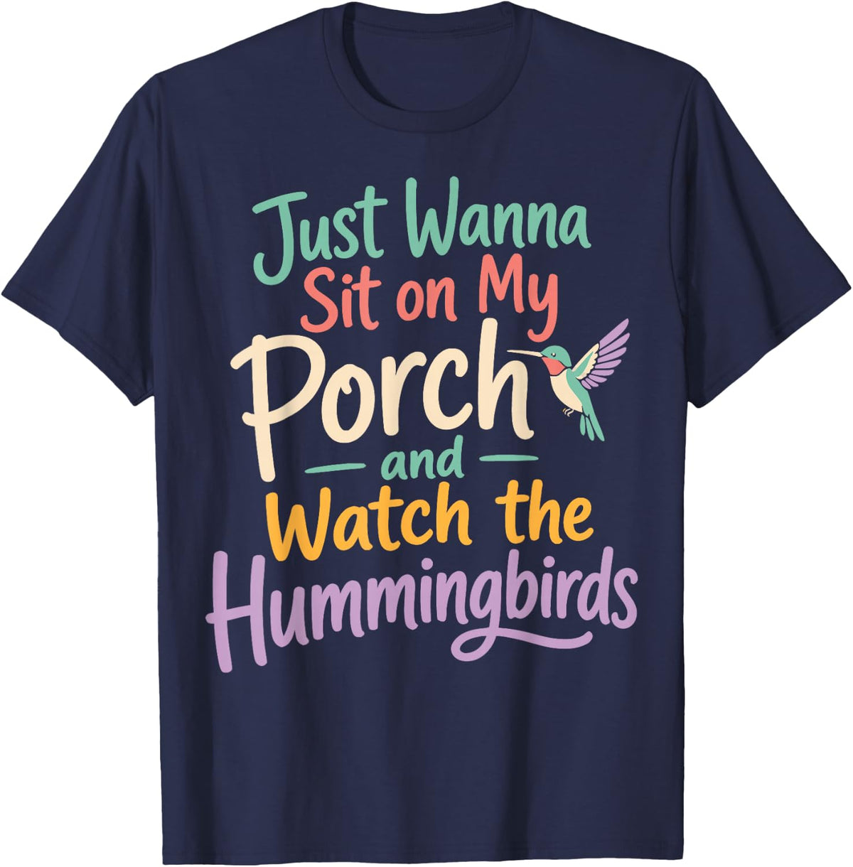 Backyard Hummingbird Lover Bird T-Shirt - Navy Blue
