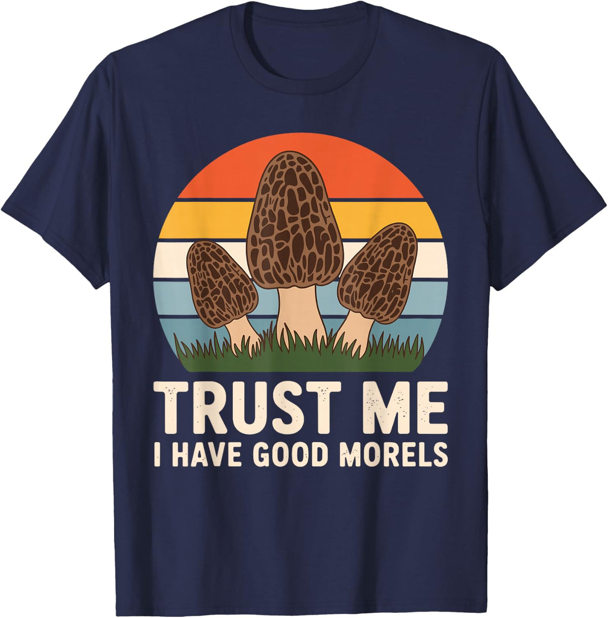Cool Morel Mushroom Art for Men Women Morel Mushroom Hunter T-Shirt - Navy Blue