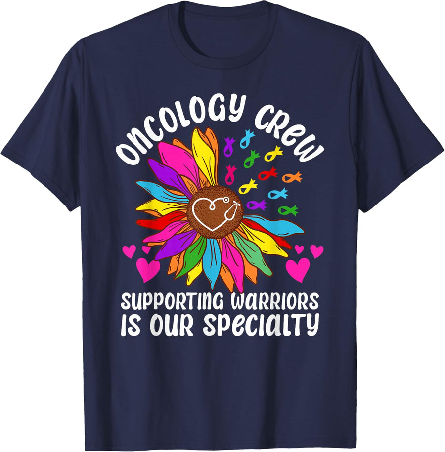 Oncology Crew Oncology Nurse Squad Oncology Nursing Team T-Shirt - Navy Blue