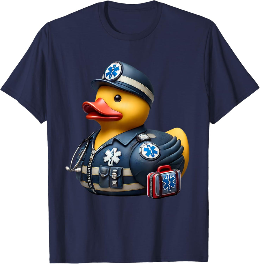 EMT Rubber Duck Paramedic Ducky Duckie T-Shirt - Navy Blue
