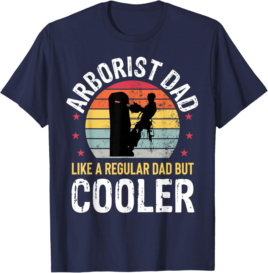 Arborist Dad Cooler Logger Woodworker Chainsaw Father Mens T-Shirt - Navy Blue