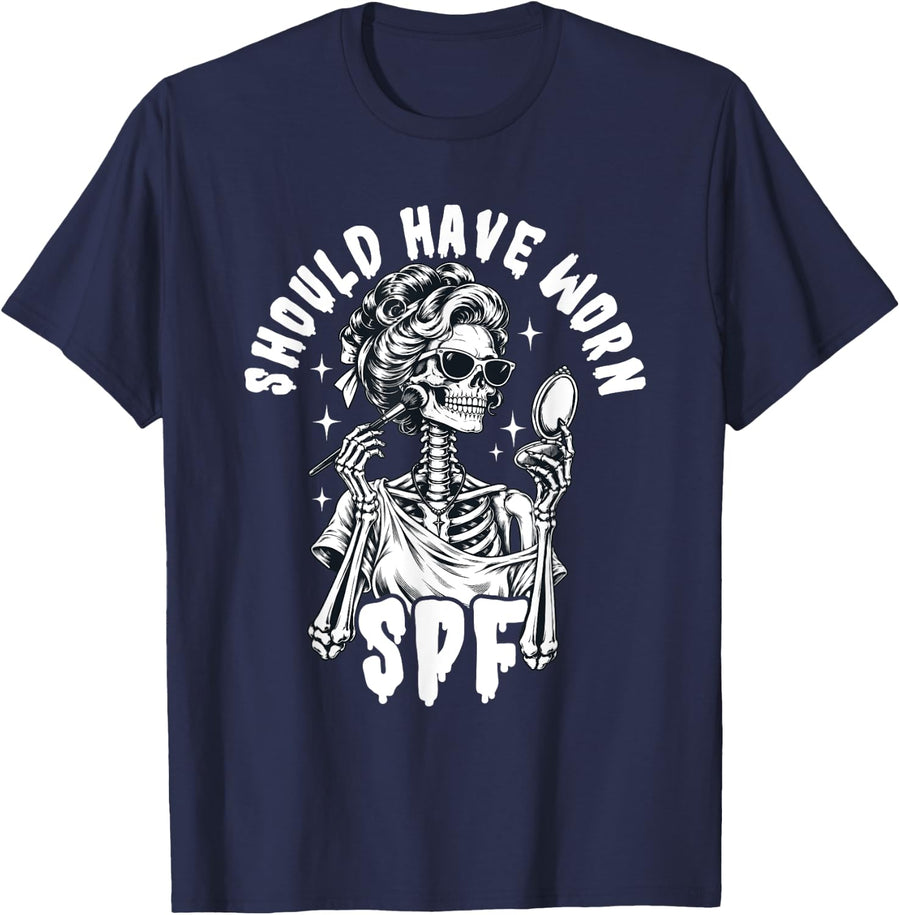 Should Have Worn SPF - Dermatologist Skincare Esthetician T-Shirt - Navy Blue