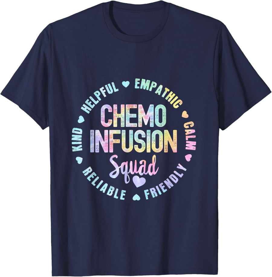 Chemo Infusion Squad Future Oncology Nurse Nursing S Tie Dye T-Shirt - Navy Blue