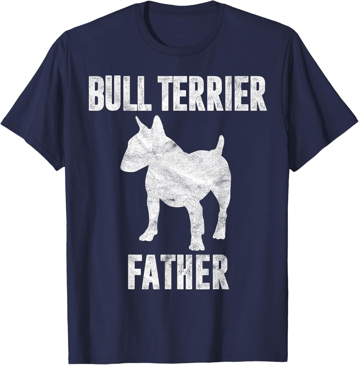 Vintage Bull Terrier Dad Gift Bully Father Dog Papa Lover T-Shirt - Navy Blue