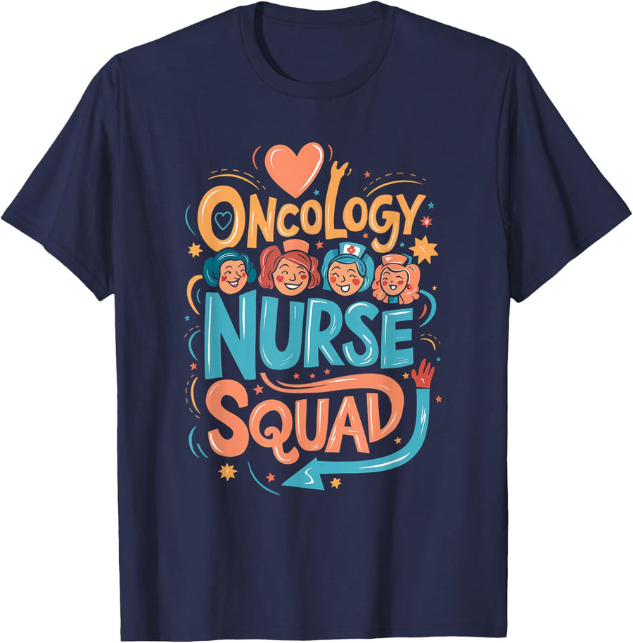 Oncology Nurse Squad Cancer Nurse Nursing T-Shirt - Navy Blue