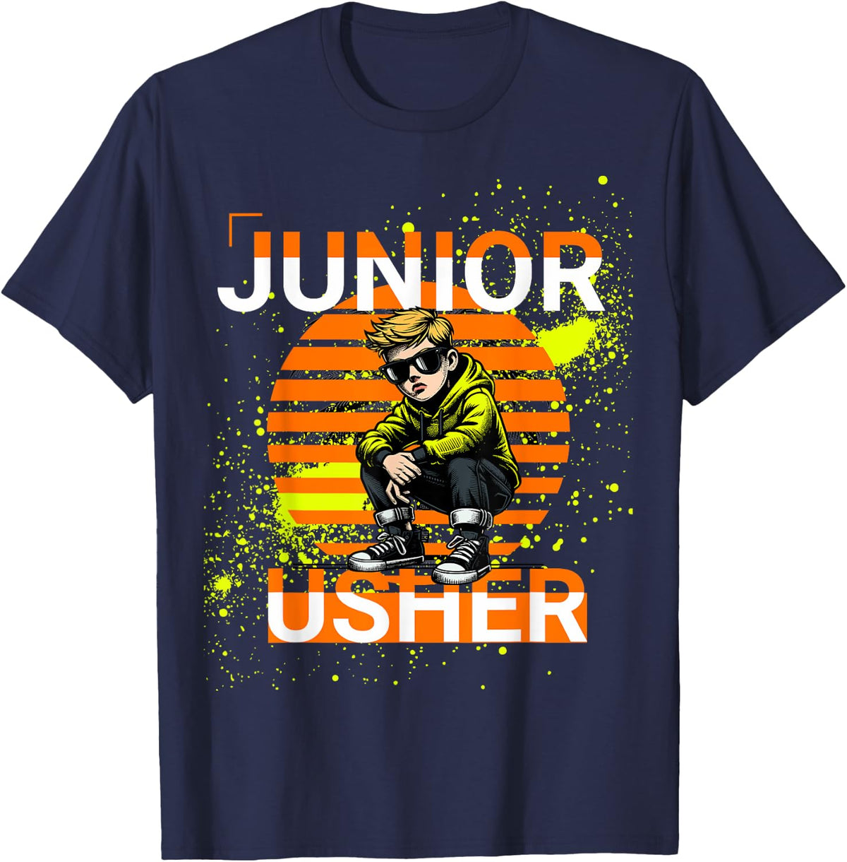 Christian Church Junior Boy Usher Sunset Gift T Shirt T-Shirt - Navy Blue