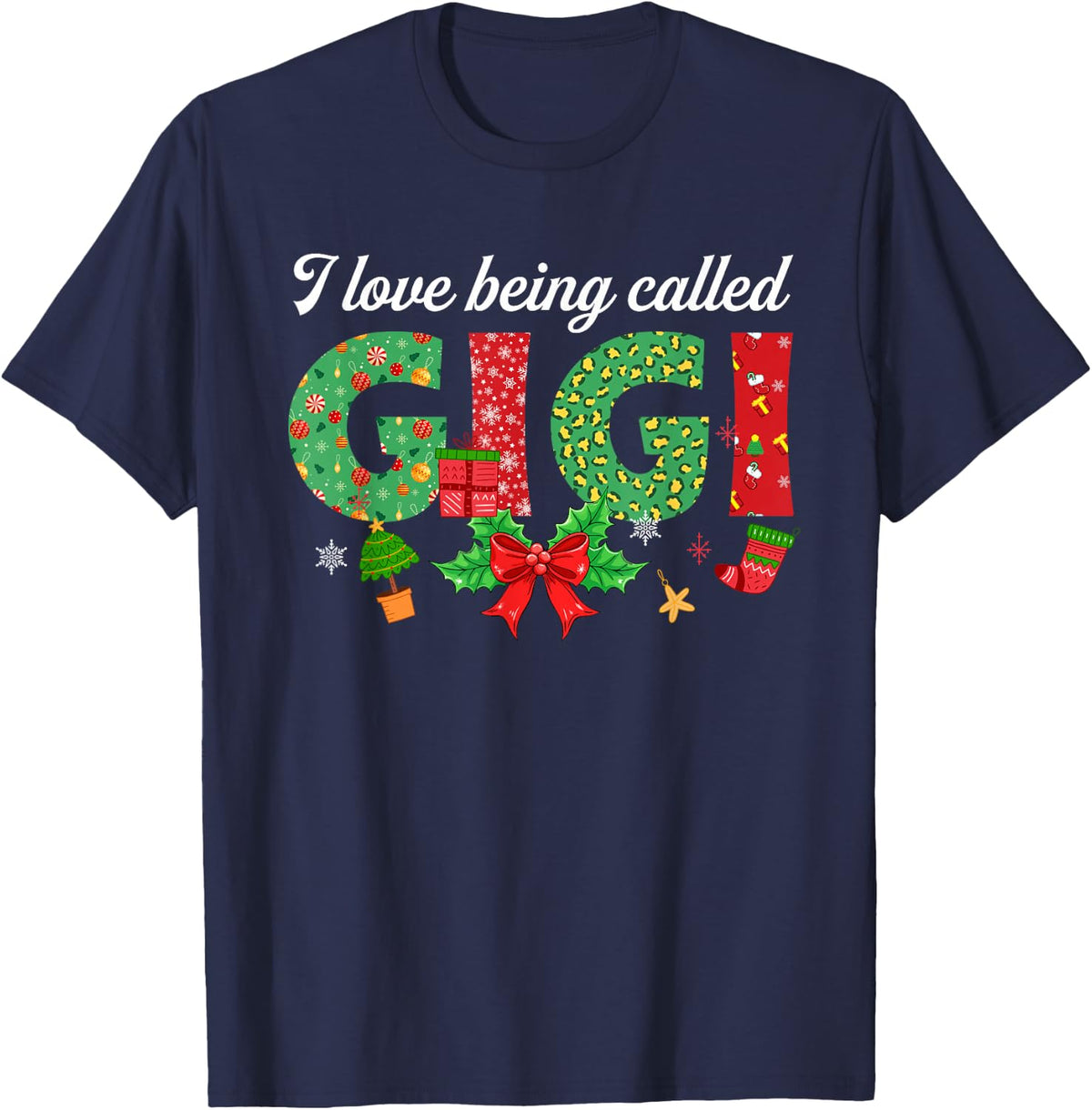 I Love Being Called Gigi Christmas Family Matching T-Shirt - Navy Blue