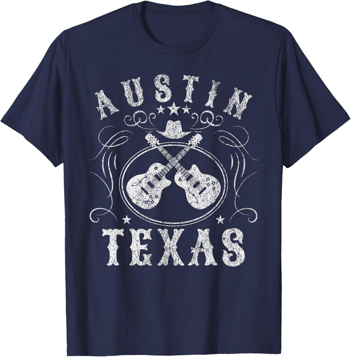 Austin Texas Travel Vintage T-Shirt Small - Navy Blue