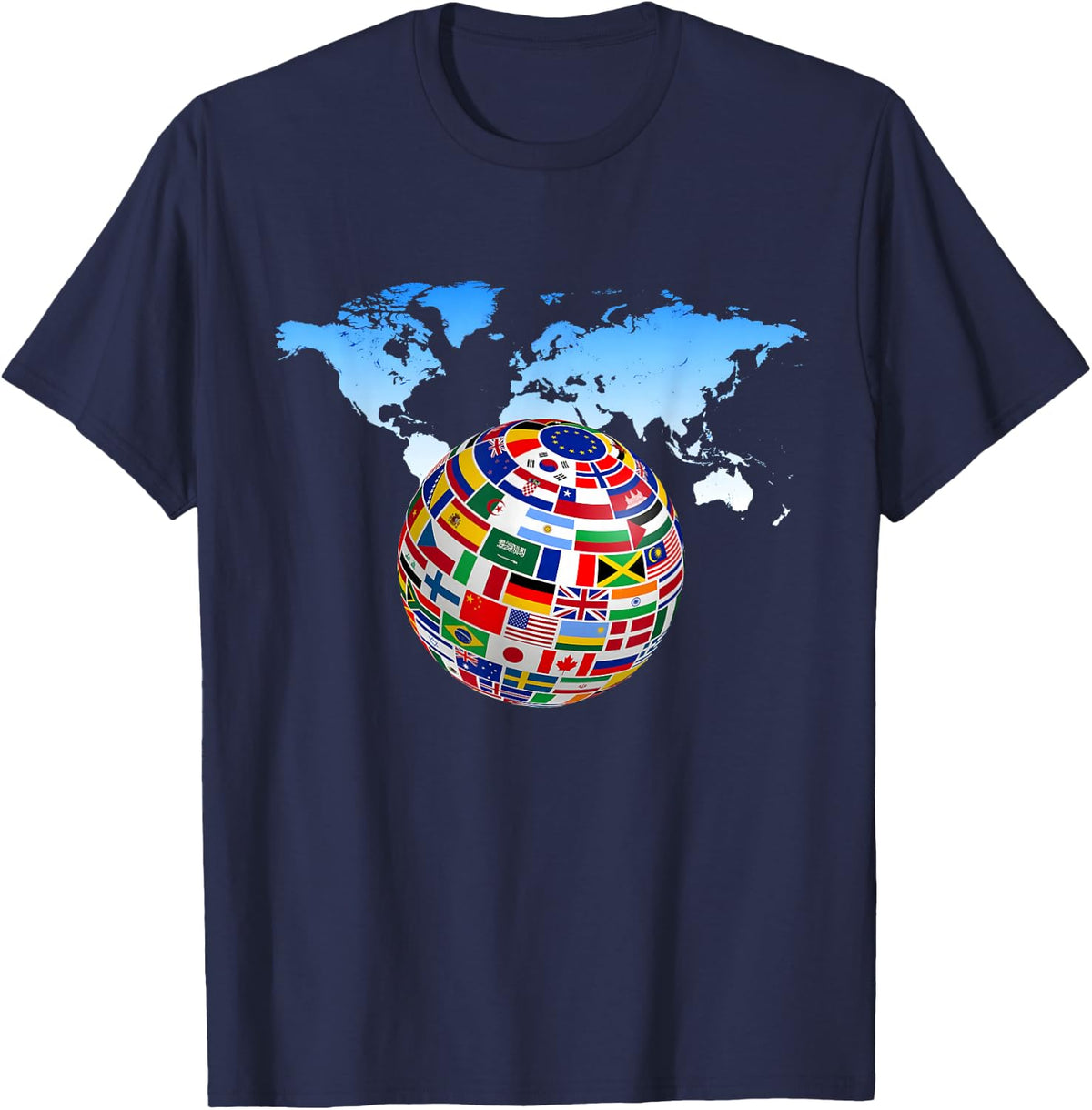 Countries flags girls, World maps kids, world maps boys. T-Shirt - Navy Blue
