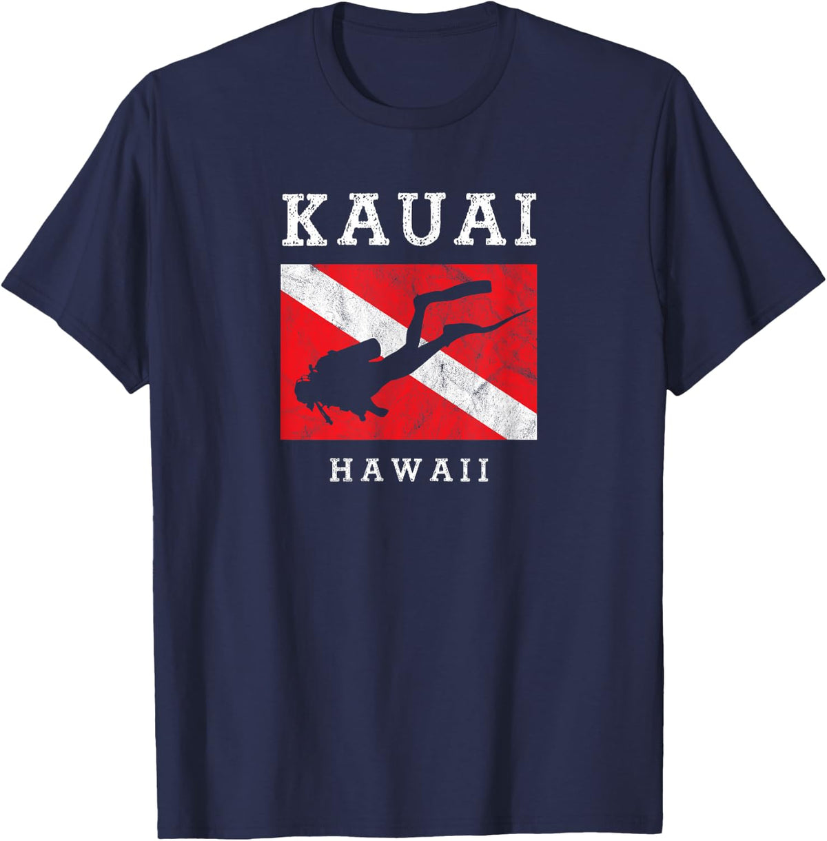 Kauai Hawaii Scuba Dive Flag Mens Womens Boys Souvenir T-Shirt - Navy Blue