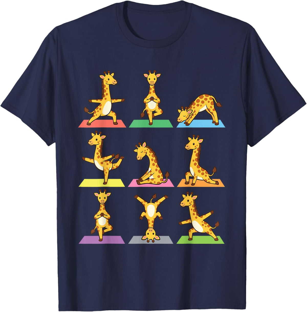 Yoga Giraffe - Yoga Yogi Meditation Spiritual Zen Boho T-Shirt - Navy Blue