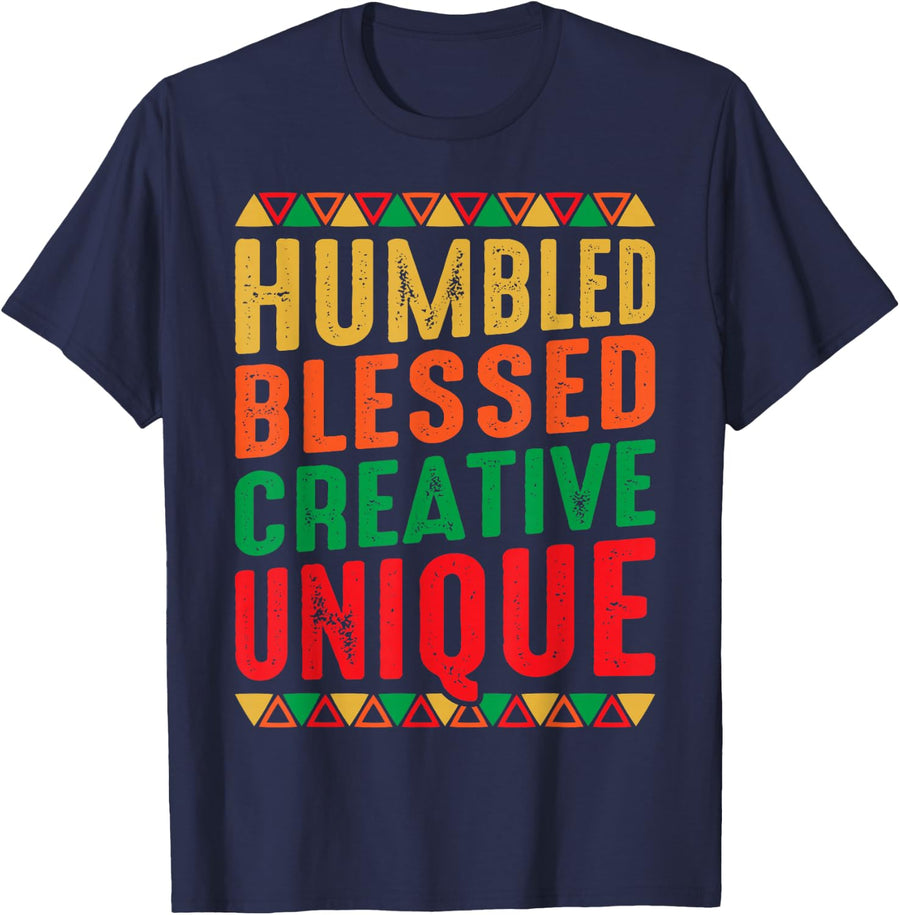 Humbled Blessed Creative Unique Pride HBCU Educated Black T-Shirt - Navy Blue